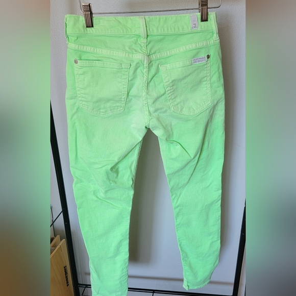 7 For All Mankind Skinny Cropped Jeans Lime Green size 26 - Picture 4 of 11